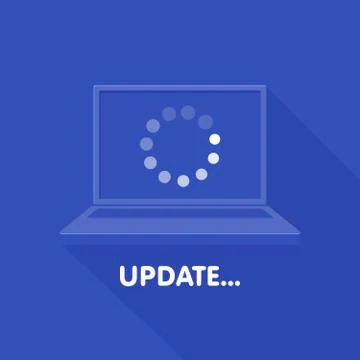 System software update and upgrade concept. Loading process in laptop screen. Stock Illustration