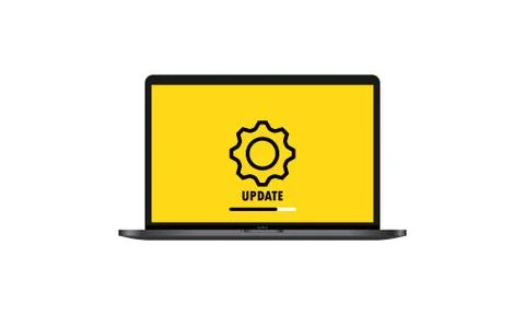 System software update and upgrade concept. Loading process in laptop screen. Stock Illustration