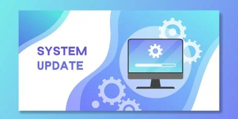 System software update and upgrade banner. Loading new software process on Stock Illustration