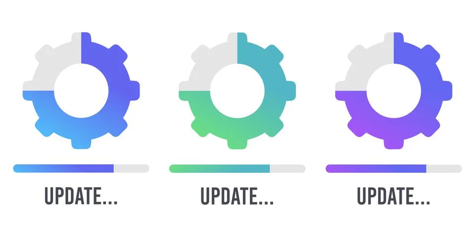System software update and upgrade concept. Loading process screen. Vector Stock Illustration