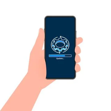 System software update and upgrade. Install new software. Installing app patch Illustrazione stock