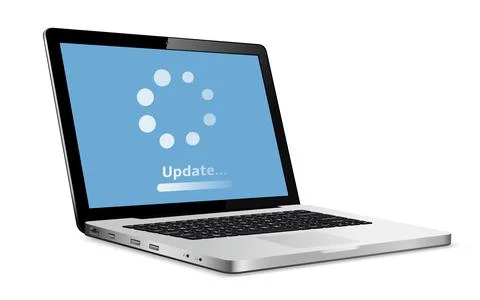 System software update concept. Loading process on laptop screen Stock Illustration