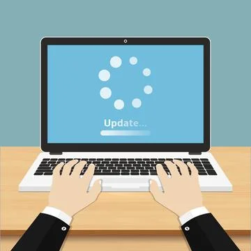 System software update concept. Loading process on laptop screen. Vector illu イラスト素材