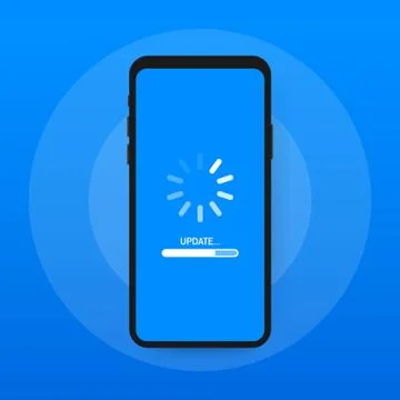 System software update, data update or synchronize with progress bar on the s 스톡 일러스트