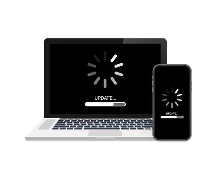 System software update, data update or synchronize with progress bar on the 库存插图