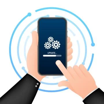 System software update, data update or synchronize with progress bar on the s Stock Illustration