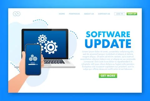 System software update, data update or synchronize with progress bar on the 库存插图