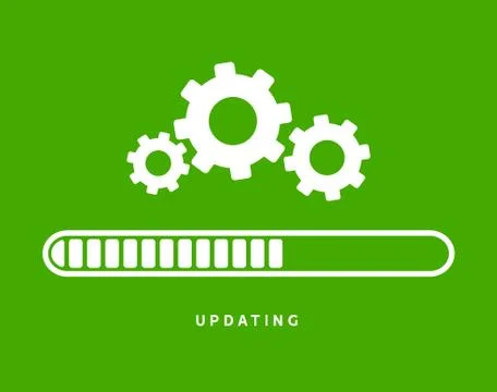 System software update or upgrade. Application loading process symbol web screen Illustrazione stock