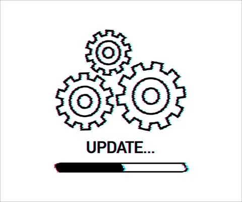 System software update or upgrade. Banner new update, Glitch icon. Vector 스톡 일러스트