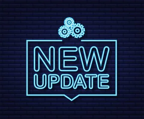 System software update or upgrade neon icon. Banner new update, Badge, sign 스톡 일러스트