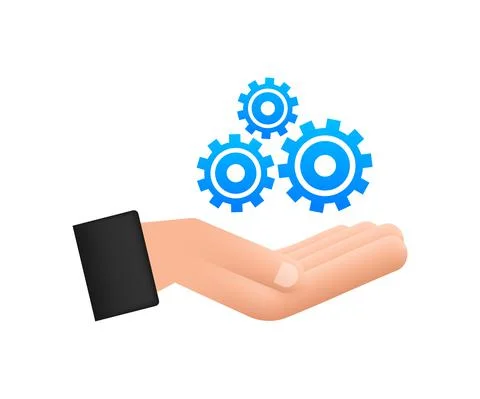 System software update or upgrade concept with hands. Banner new update, Badge 스톡 일러스트