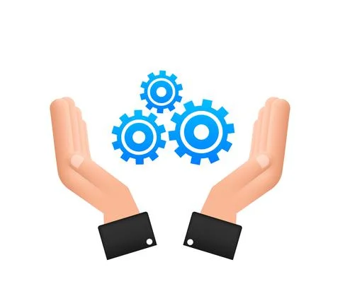 System software update or upgrade concept with hands. Banner new update, Badge 스톡 일러스트