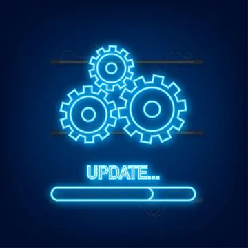 System software update or upgrade neon icon. Banner new update, Badge, sign イラスト素材