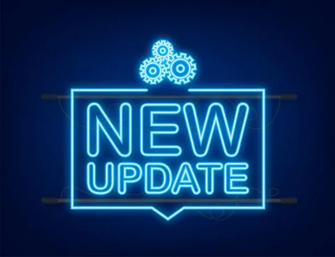 System software update or upgrade neon icon. Banner new update, Badge, sign イラスト素材