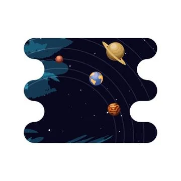 System solar planets scene space Stock Illustration