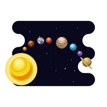 System solar planets scene space Stock Illustration