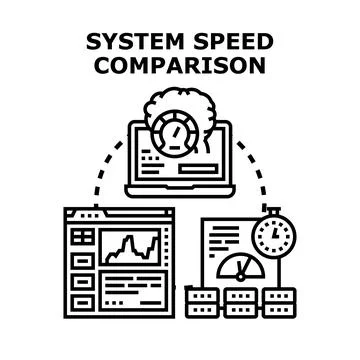System speed comparison measuring data analysis performance Stock Illustration