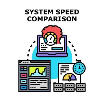 System speed comparison measuring data analysis performance イラスト素材