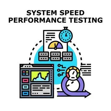 System speed performance testing evaluating software functionality Stockillustratie