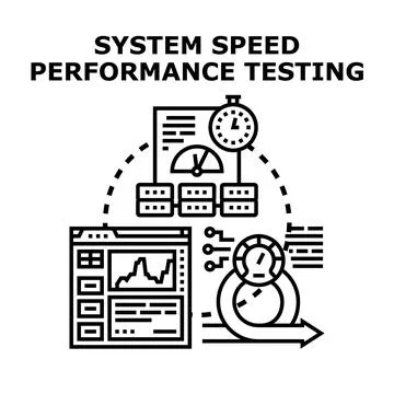 System speed performance testing evaluating software functionality Stockillustratie