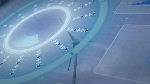 On system start glowing ring and turbine rotating, markers shifting, camera Video stock 331736655