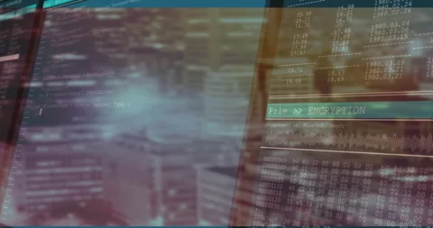 System starting encryption panel featuring waveform sliding code filling hex Stock Footage 312467424