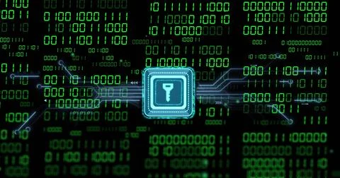 System startup initiating microchip pulsing and sending data along circuit 스톡 일러스트