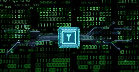 System startup initiating microchip pulsing and sending data along circuit 스톡 일러스트