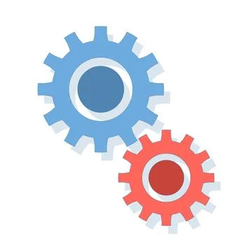 System status indicator. two gears representing the system status. Illustrazione stock