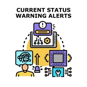 System status warning alerts and information processing 스톡 일러스트