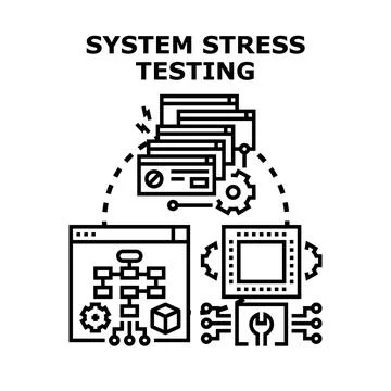 System stress testing evaluating software performance and resilience Stockillustratie