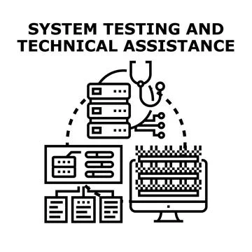 System testing and technical assistance concept illustrating debugging proces Illustrazione stock