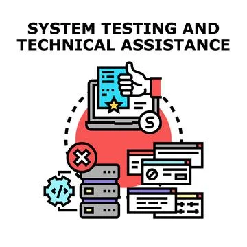 System testing and technical assistance concept illustrating maintenance Stock Illustration