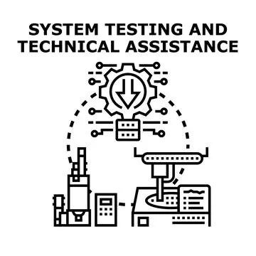 System testing and technical assistance for manufacturing production quality 库存插图