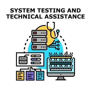 System testing and technical assistance concept illustrating debugging proces Stock Illustration