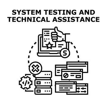 System testing and technical assistance concept illustrating maintenance Stock Illustration