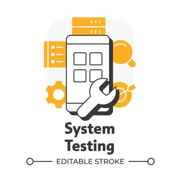 System testing flat outline concept icon Stock Illustration