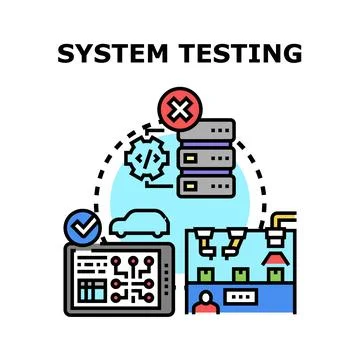 System testing process validating software and hardware products Stock Illustration