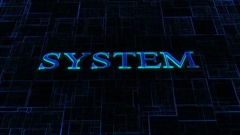 SYSTEM text concept on si-fi technology circuit line particles illustration.. イラスト素材