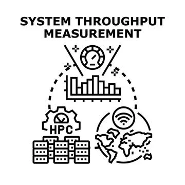 System throughput measurement evaluating performance and network metrics Stock Illustration