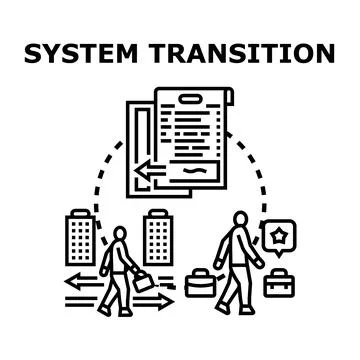 System transition process illustrating business adaptation and change Stock Illustration