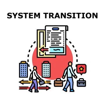 System transition process illustrating business adaptation and change Stock Illustration