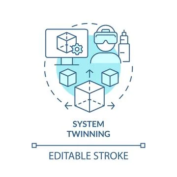 System twinning turquoise concept icon Illustrazione stock