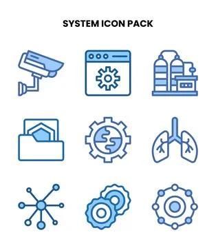 System Two Colour Bundle Icons Pack Stock Illustration