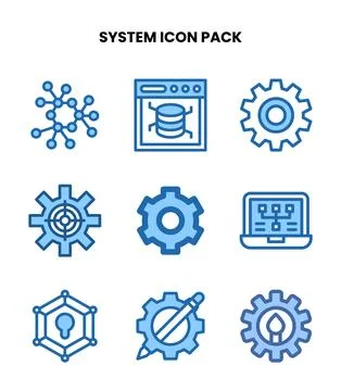 System Two Colour UI Icons Pack Stock Illustration