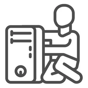 System unit and master line icon, pcrepair concept, system unit, master vector Stock Illustration