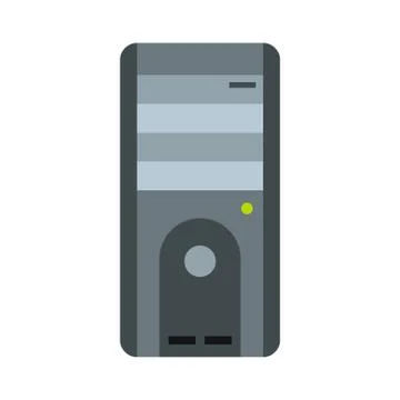 System unit of a computer icon, flat style Stock Illustration