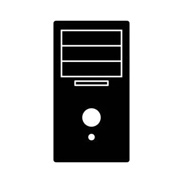 System unit of a computer icon in flat style isolated on white background. 库存插图