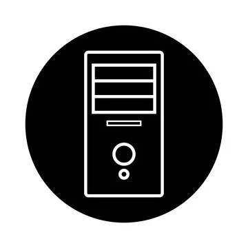 System unit of a computer icon in flat bubble style isolated on white backg.. Illustrazione stock