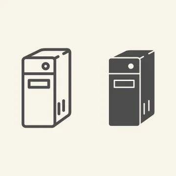 System unit of a computer line and glyph icon. Pc block vector illustration イラスト素材